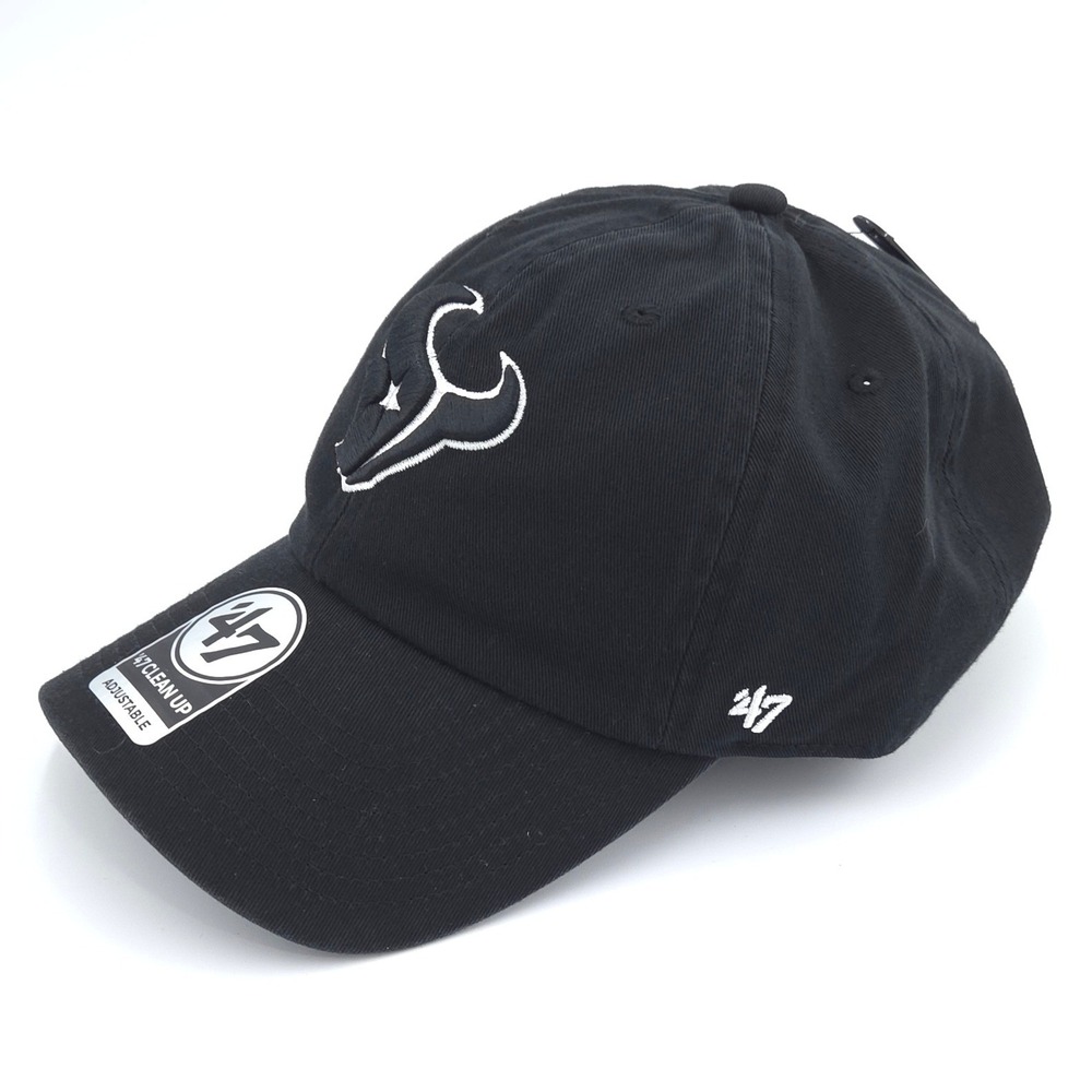 47 Brand Houston Texans Hat Mens Black Clean Up Adjustable Strap Cap OSFA NWT - Picture 3 of 8